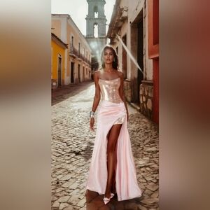 Atoir The Clara 2 Pc Gown Elegant Pink Strapless Dress Size 4 Small‎ New